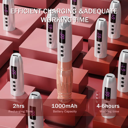 EZ Draadloze Tatoeage Machine - 6 Beroertes 2.0mm-3.3mm Permanente Makeup Tatoeage Machine met Extra 1000mAh Batterijvermogen SMP voor Tatoeëerders en Beginners (LOLA AIR PRO Paars)