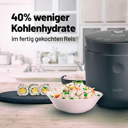 Lauben Low Sugar Rice Cooker rijstkoker met lage zoekfunctie, inhoud 1,5 l, vertraagde start, warm houden, binnencontainer vaatwasmachinebestendig, anti-aanbaklaag (wit)