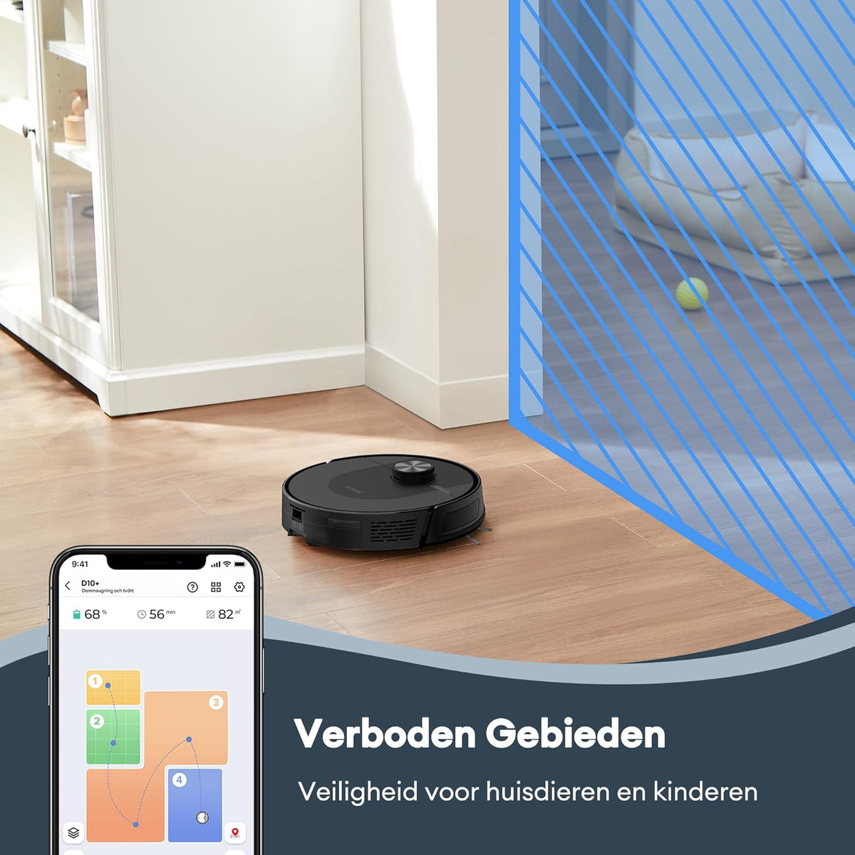 Ultenic D10 Robotstofzuiger Met Laser | 5000 Pa + HEPA H12 | Tapijtreiniging | App/Alexa | 120 Minuten Autonomie