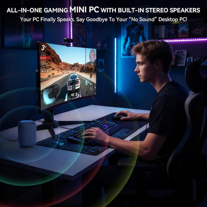 Mini PC, AMD Ryzen 5 7640HS Mini Computer, 16GB DDR5 512GB SSD Micro Desktop Computer 4K Drievoudig Scherm HDMI+DP+USB4/Interne luidsprekers/2,5G LAN/WiFi6 Voor Gaming/Kantoor/Thuis