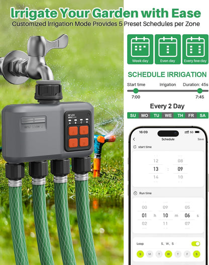Wifi-irrigatieprogrammeerder, 4 uitgangen met gateway, RF-technologie 300 m, automatische irrigatietimer voor tuinirrigatie, compatibel met Alexa en Smart Life app