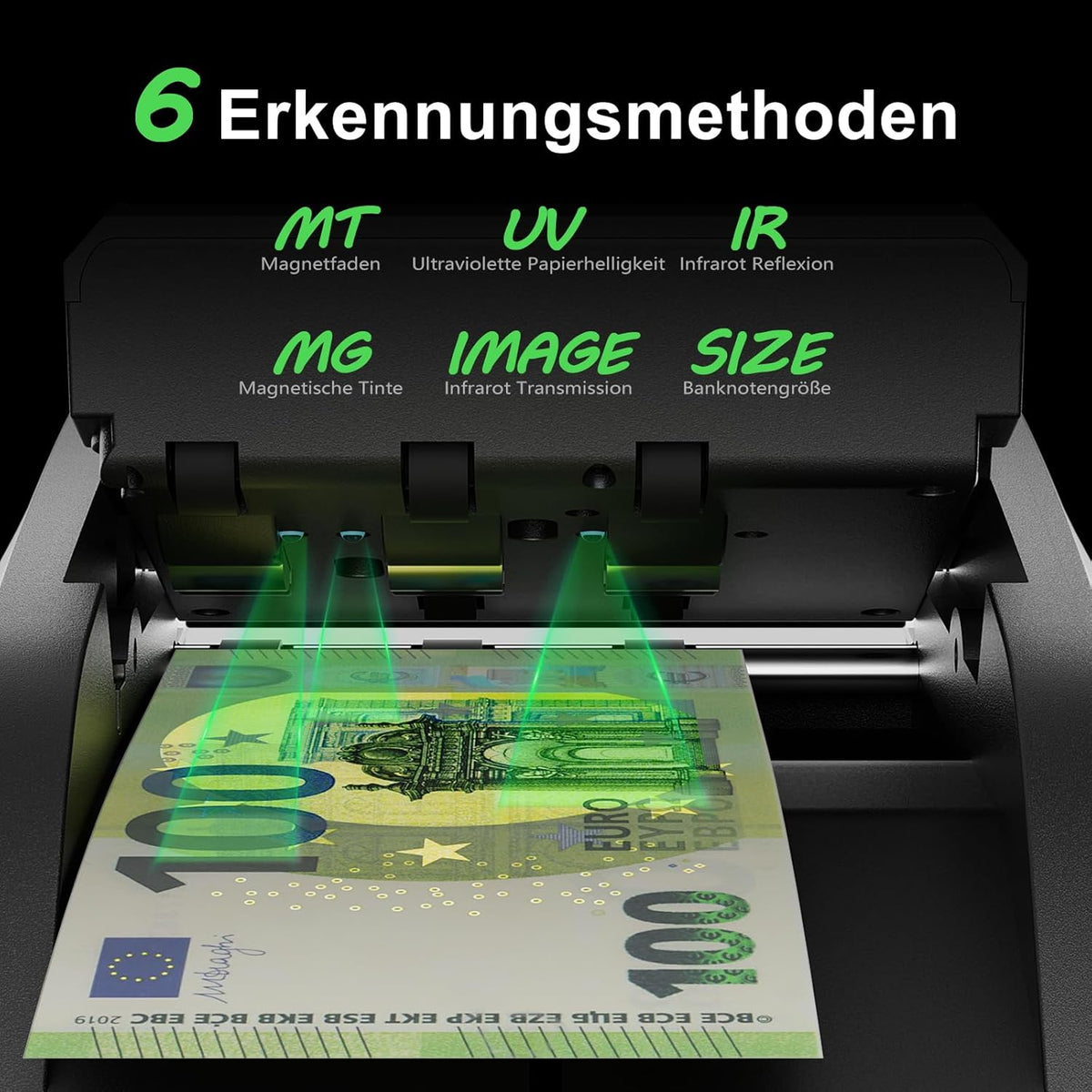 Aneken AL-139 Bankbiljettencontroleur met 2,8 inch digitaal scherm, valsemgeldzoeker met totale waarde en additiefunctie, 4-weg oriëntatie en traceerbare opnames, compatibel EUR/USD/GBP enz