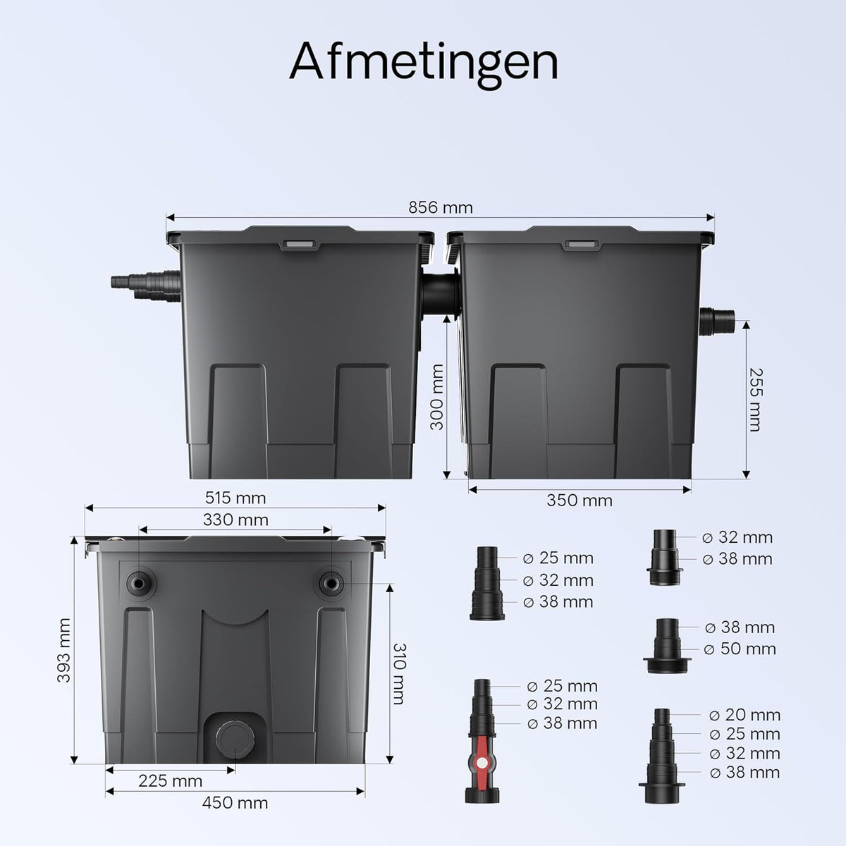 Filterset bio-vijverfilter 60.000l, UVC-zuiveraar 72W, pomp en slang 25m