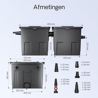 Filterset bio-vijverfilter 60.000l, UVC-zuiveraar 72W, pomp en slang 25m