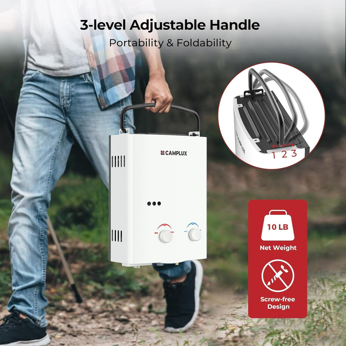 Camplux AY132 Tankless Gasboiler, 5L gas propaan boiler Tankless Instant Warm watermaker 10kW energieklasse A