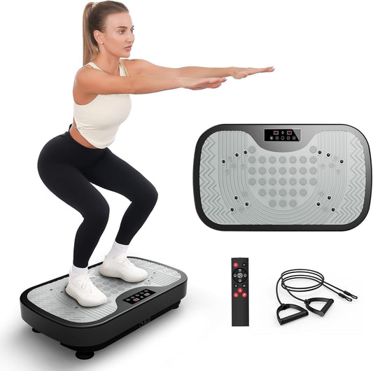 JOROTO JV30 Vibratieplaat | Training voor het hele lichaam voor thuis| 9 Schudstanden | 99 Trillingsniveaus | met Afstandsbediening Weerstandsbanden | Belastbaarheid 150kg | Gewichtsverlies