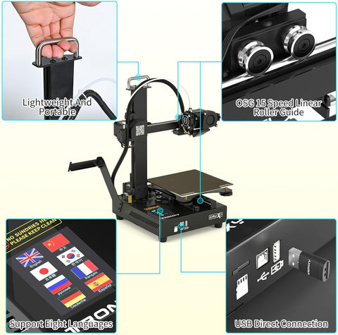 CRUX 1 PEI - 3D Printer - 3d Printer Bouwpakket - 220V - Afdruksnelheid 100 mm/s - Mondstukdiameter 0,4 mm - Zwart