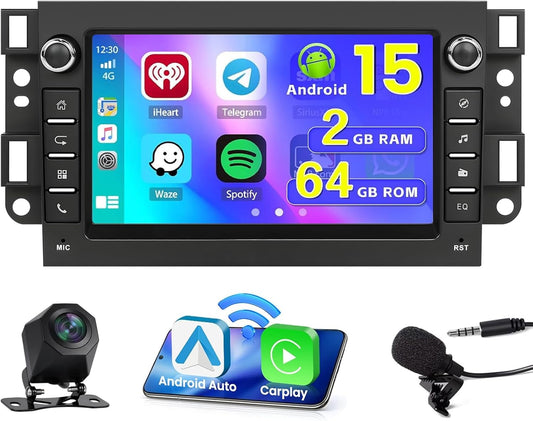 Android 15 Autoradio – Multimedia Speler – Navigatiesysteem – Touchscreen Radio – Bluetooth Audio – 7 Inch Scherm – 2 GB RAM Met 64 GB Opslag – Draadloos Carplay & Android Auto - QUORE