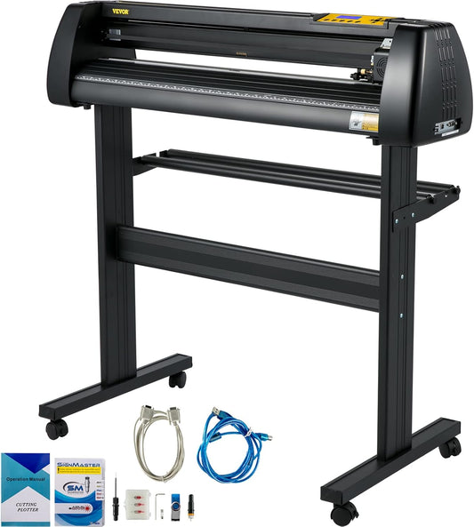 VEVOR Vinyl Cutter Machine, 28 Inch Papierinvoer Snijplotter Bundel, Verstelbare Kracht & Snelheid Vinyl Printer, LCD Display Windows Compatibel Sign Making Kit met Signmaster Software, Leveringen, 3