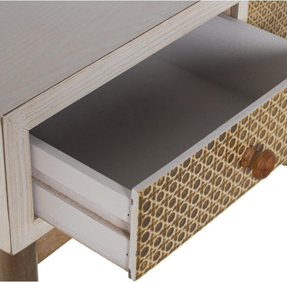 DRW Ingangtafel met 3 schuifladen van hout en wit en natuur, 107 x 35 x 81 cm