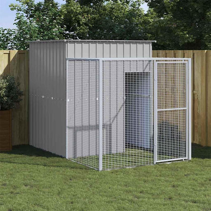 Kippenkooi met uitloop, lichtgrijs, 165 x 251 x 181 cm, verzinkt staal, voor kippenkooi, kleine dieren, vogelkooi en huisdierkooi