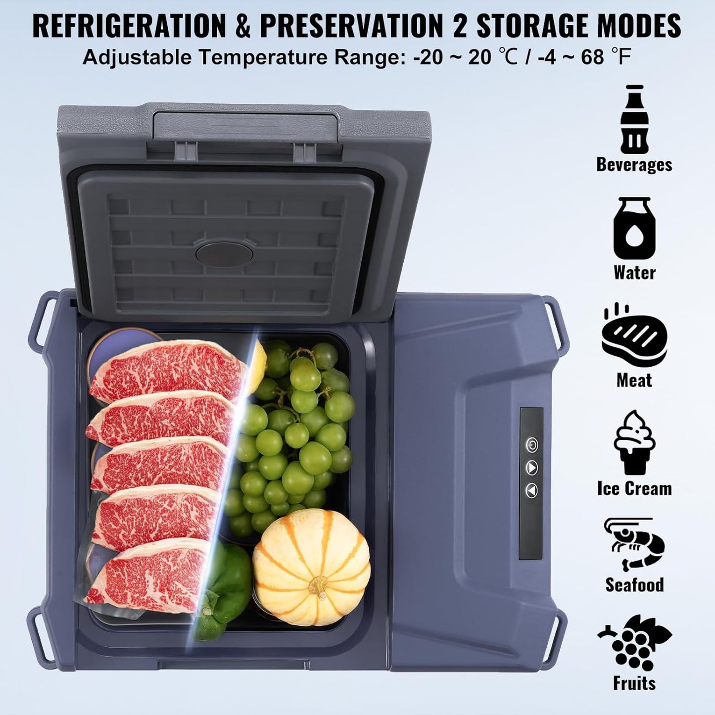 Draagbare Compressor Koelkast – Auto Koelbox – Autokoelkast – Camper Koelkast – Camping Koeler – 9 Liter – 12/24V DC En 100 Tot 240V AC