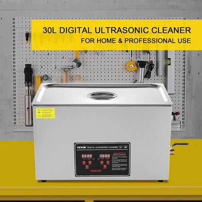 VEVOR Ultrasone reiniger, roestvrij staal, 600 W, 30 l, ultrasoon reinigingsapparaat met digitaal display, 0-30 minuten, ultrasone reiniging voor sieraden, brillen, horloges enz.