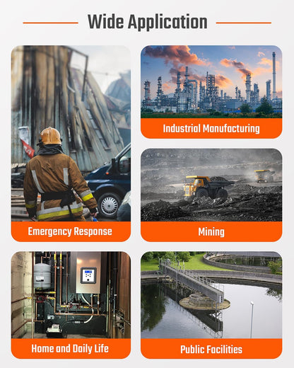 TopTes Guard-101 4 Gasmonitor Multi Gasdetector voor H2S, CO, LEL en O2, met trillingen, visuele en hoorbare alarmen, 14 uur lange batterijduur, explosiebestendige veiligheid, gasmonitor voor werk