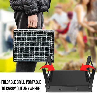 WOSTOO, Draagbare mini opvouwbare grill, BBQ Charcoal Picnic Garden Camping Party Beach Outdoor Barbecue-Black, 35 27 20 cm