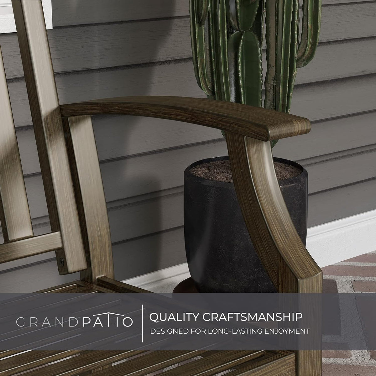 Grand patio Buitenbank, tuinbank met roestwerend aluminium stalen metalen frame, kleur naar keuze, geschikt voor binnen, buiten, terras, park (donkerbruin)