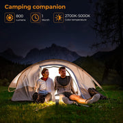 Campinglamp - Kampeerlamp - LED-lantaarn - Dimbare - Draagbare - met 4 Li-Ion Batterij - Oplaadbare Zaklamp - voor Buiten - Camping - Noodsituatie - 2700K-5000K - 800Lm - 3.7V - 44.4W/u - Zwart