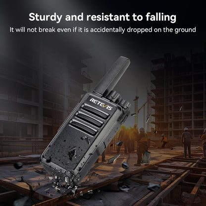 Retevis RT668 Walkie Talkie, PMR446 Licentievrij 16 Kanalen, Walkie Talie set met Oordopjes, Handsfree VOX, CTCSS/DCS, Squelch TOT Scan, Hotel, Familie, Portofoon Oplaadbaar (Zwart, 4 Stuks)