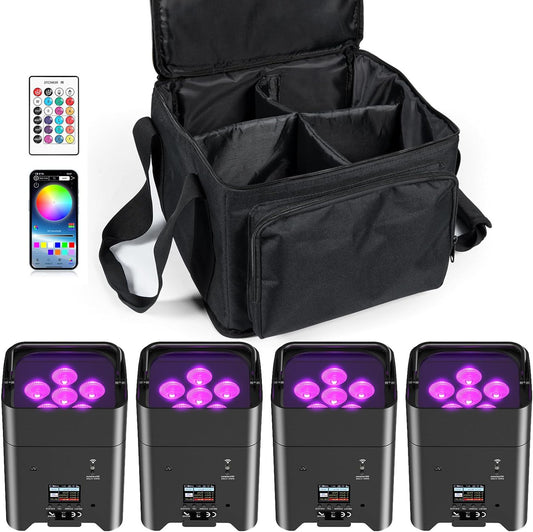 Draadloze LED Par Verlichting – LED Stage Verlichting – DJ Licht – Feestverlichting – Disco Lampen – Oplaadbaar Met 9600mAh Batterij – Inclusief Draagtas Met Wieltjes