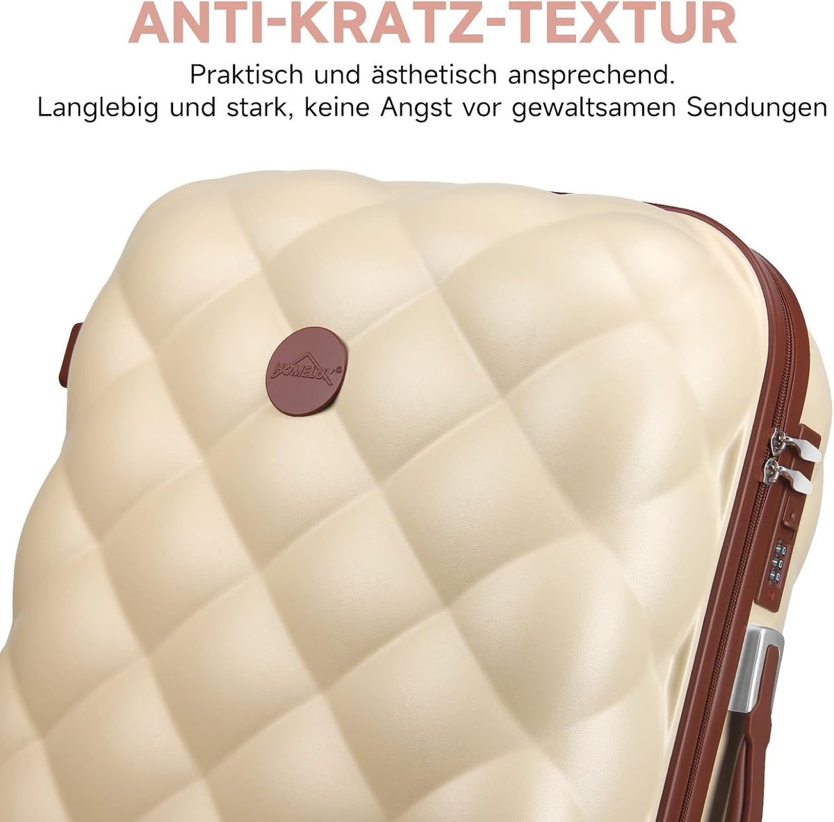 HOMELUX Kofferset 3-delig hardshell reiskoffer ABS lichte trolley rolkoffer hardshell koffer set - M-L-XL, beige, set, kofferset