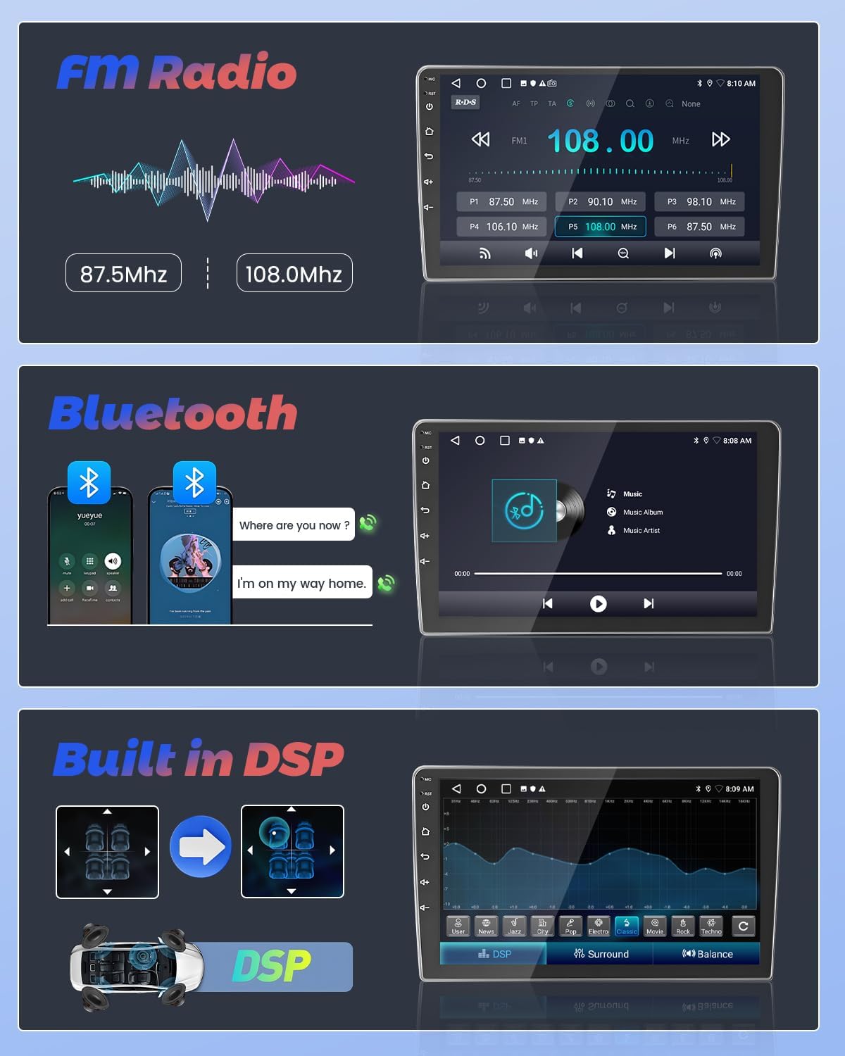2+64 GB Android 13 autoradio voor Nissan Qashqai J10 2006-2016 Radio Wireless Carplay Android Auto, 9 inch IPS touchscreenradio met achteruitrijcamera, Bluetooth, navigatie, wifi, DSP, EQ, Mirror Link