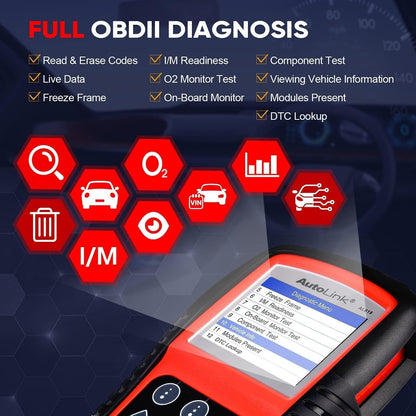 OBD2 Scanner – Auto Diagnose Tool – Foutcode Uitlezer – Motorstoringslamp Uitschakelaar – ABS SRS Diagnose – ABS En Airbag Waarschuwingen Uitlezen – Foutcodes Wissen – Geschikt Voor Bijna Alle Voertuigen Na 1996