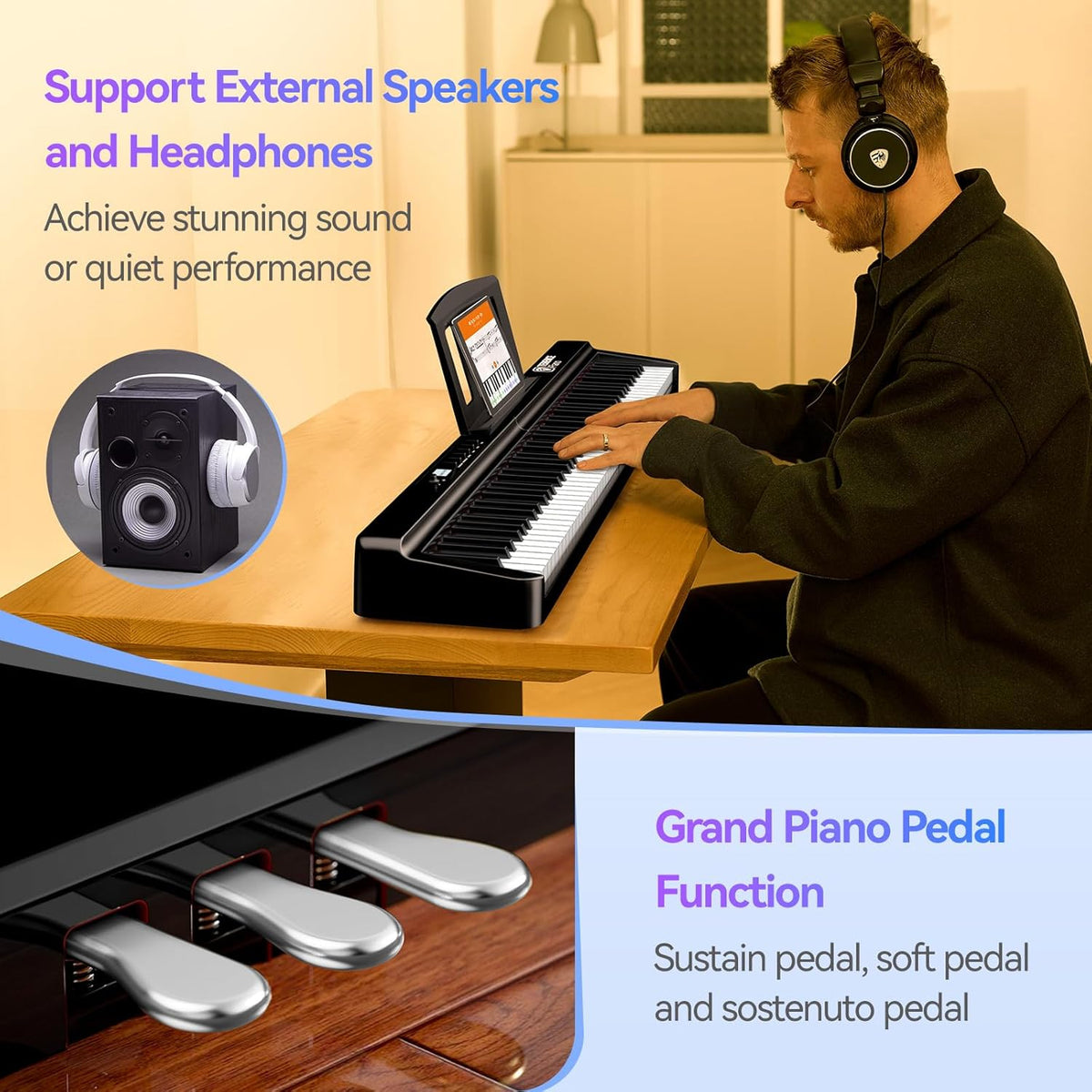 Digitale Piano 88 Toetsen – Keyboardpiano, Elektrisch Keyboard, Elektrische Piano, Opvouwbare Piano – 2 X 25 W Luidsprekers – Bluetooth En MIDI