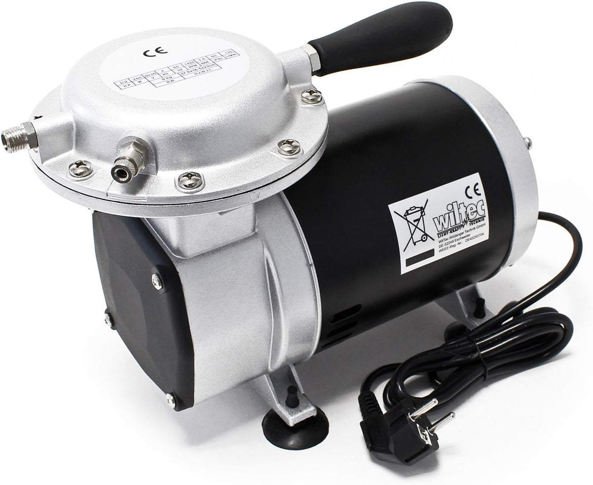 Wiltec vacuümmembraanpomp AS29 128-135 l/min olievrije membraanpomp voor aircosysteem met waterafscheiding en manometer