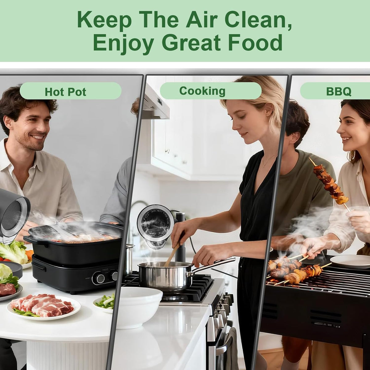 Mobiele afzuigkap, mini voor keuken, draagbare afzuigkap met hoogteverstelling en 3 snelheden, convectie-werking zonder afvoerslang voor inductie, BBQ, camper