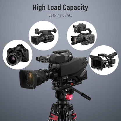 NEEWER 79"/200cm Video Statief, Heavy Duty Aluminium Camera Statief Stand met 360° Fluid Drag Head, QR Plaat Compatibel met Canon Nikon Sony en andere DSLR Camera Camcorder, Belasting tot 17,6lb/8kg
