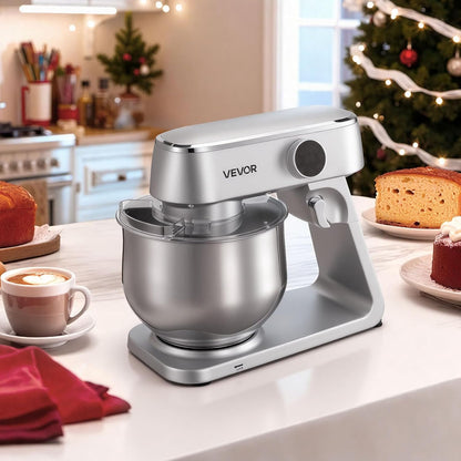 VEVOR Blender, 1800 W, kom van roestvrij staal, 7,4 l, kneedhaak, garde en garde, 10 snelheden, verstelbare helling, 411 x 253 x 342 mm, voor het mengen van crème, groenten en deeg