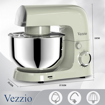 Vezzio Blender, 4,5 liter, 1500 W, 10 snelheden, keukenmachine om te bakken (zilver) (groen)