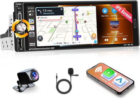 Android 13 Autoradio – Auto Audio Systeem – Multimedia Speler – GPS Navigatie – Touchscreen Radio – 6,9" IPS Scherm – Draadloze CarPlay & Android Auto - QUORE