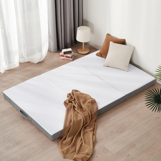 Z-HOM Vouwmatras, gastenmatras, 3-delig vouwmatras, 90 x 195 x 10 cm dik, schuimmatras, opvouwbaar matras, volwassenen, afneembare en wasbare buitenhoes