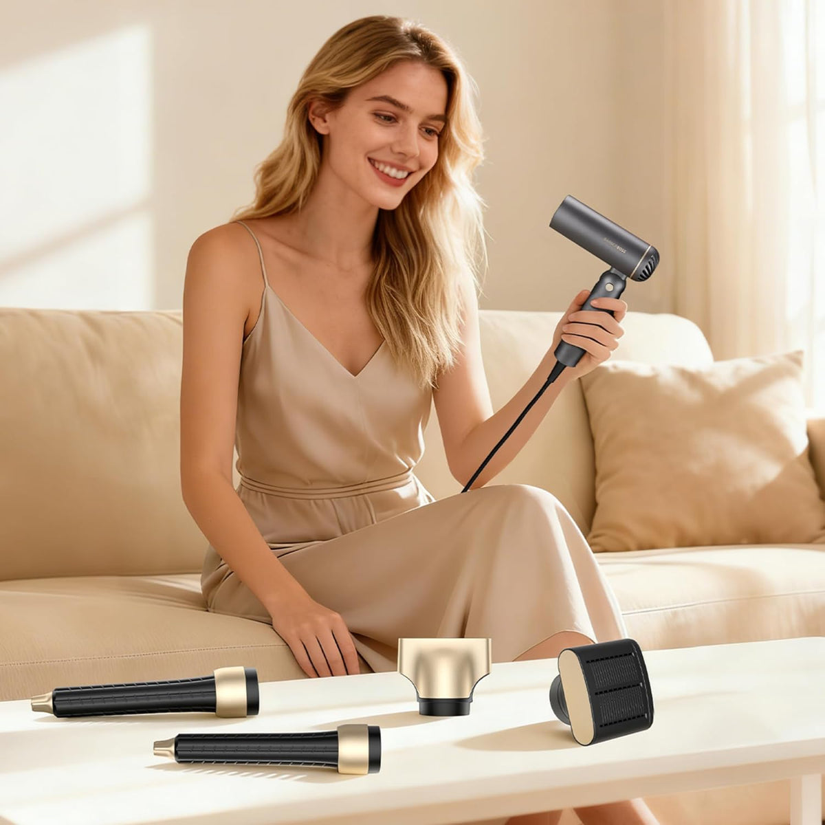 BarberBoss Föhn, Heteluchtstyler, Anti-frizz, Negatieve Ionen, Opvouwbare Föhn en Krultang, Krachtige Motor, Reisstylingtool, Sneldrogende Haarstyler, QR-8850
