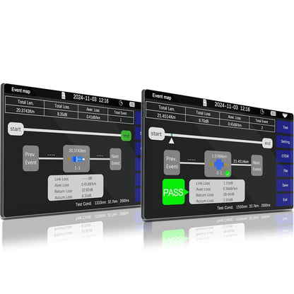 1310nm/28dB+1550nm/26dB SM Glasvezel OTDR met OPM+10G OPM+OLS+VFL+Evenementen Kaart+Optische Verliestest+Multi-vezel Testen+RJ45-test Vezeltester Compatibel met APC&UPC SC+FC+ST+LC-SS305T-2A1