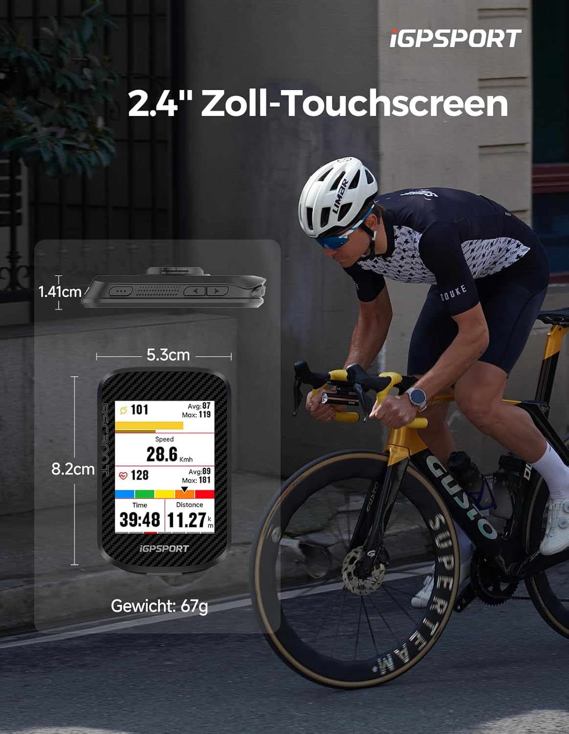 iGPSPORT BSC300T GPS fietscomputer, draadloos, touchscreen en toetsen, MAP-navigatie, trainingsfunctie, Bluetooth, ANT+