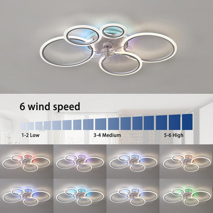 95 Cm Ventilatorlicht Dimbaar, Omkeerbaar Ventilatorlicht APP Met Afstandsbediening, Modern Ventilatorlicht 72 W Woonkamer Stille Timer 6 Snelheden Geschikt Voor Slaapkamer En Woonkamer-White