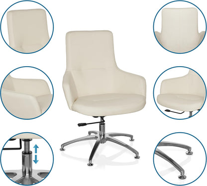 Relaxstoel – Loungefauteuil – Fauteuil – Draaistoel – Relaxfauteuil – Crème Wit Kunstleer – Individueel Instelbaar Kantelmechanisme – 180° Draaibaar