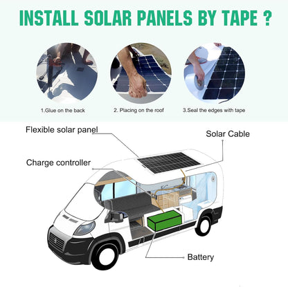Flexibele Zonnepanelen Set – Zonnepanelenset – Zonnepanelensheets – Zonnepaneel Kit – 12V Zonnepaneel – 780 Watt Totaal – 60A Laadregelaar – Lichtgewicht Buigbaar