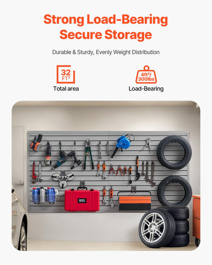 VEVOR Gereedschapswand, 1225 x 2450 x 20 mm, pvc-garagelamellenwand, grijze wandorganizer, 136 kg per plaat, lamellenwandpaneel met koppelingsstructuur en doe-het-zelfgesneden, geschikt voor opslag en