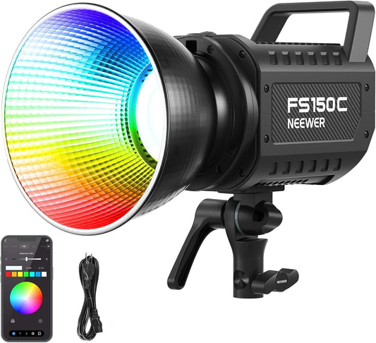 RGB LED-Videolamp – Videolamp – Fotolamp – Studiolamp – COB Lamp – 130 W, 2500-7500 K, 19800 Lux/1 M – App- En 2,4 G-Besturing Met 17 Effecten
