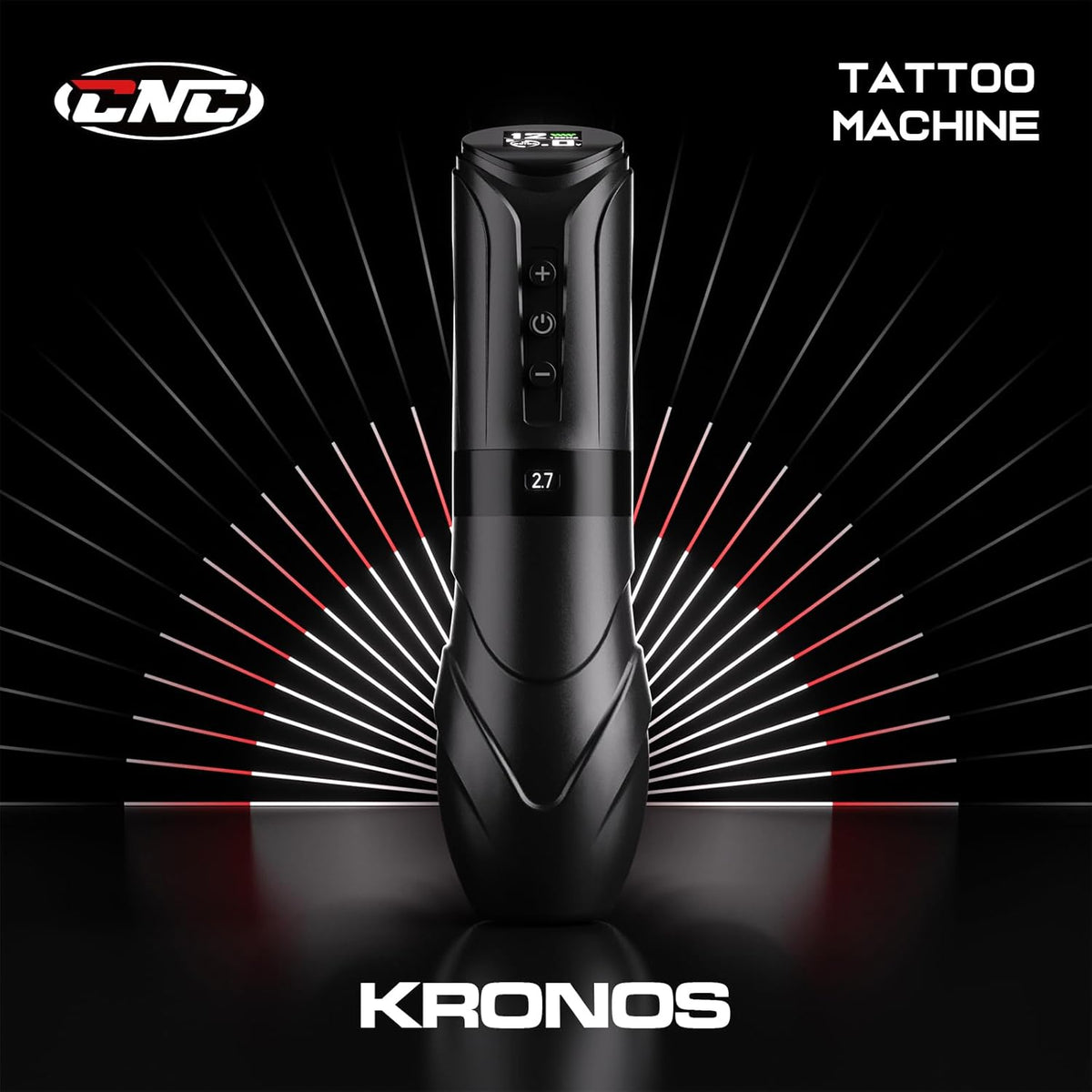 CNC Draadloze tattoo-machine met 7 verstelbare slagen (2,7-4,5 mm), 3800 mAh dubbele batterijen, roterende tattoo-pen kernloze motor voor tattoo-artiestlevering CNC-M2-E402-1