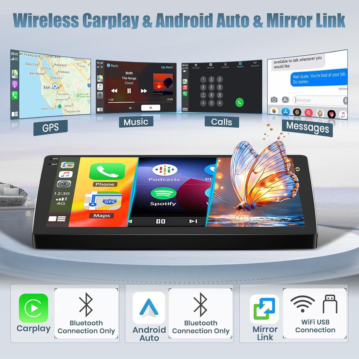 Roinvou 4G+64G Android 15 Autoradio voor Peugeot 308 408 2007-2015 Draadloos Carplay Android Auto, 9'' Incell Touchscreen Radio met Mirror Link GPS Bluetooth FM RDS WiFi EQ SWC Achteruitrijcamera