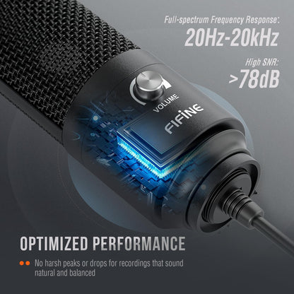 USB-Microfoon Zwart – Condensatormicrofoon – Studio Opnamemicrofoon – Streamingmicrofoon – Podcastmicrofoon – Plug & Play Via USB – Cardioïde Opnamepatroon