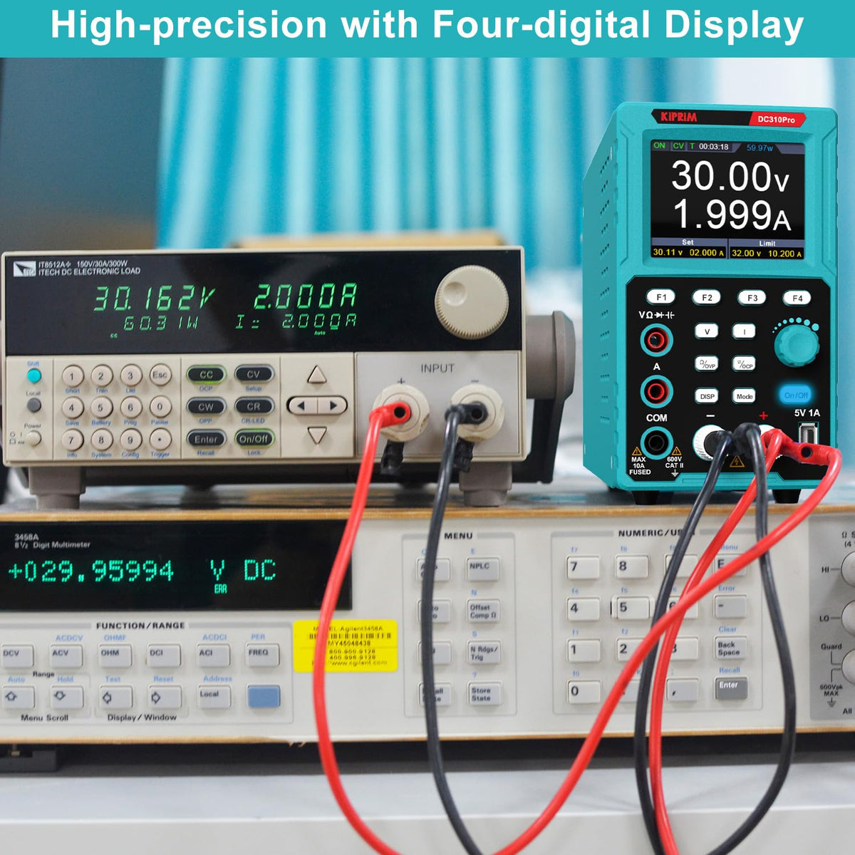 Programmeerbare labvoeding en multimeter 2 in 1 (0-30V, 0-10A) Labvoeding met datageheugen, hoge precisie, OCP, OVP, PC-software en DC310Pro USB-opladen