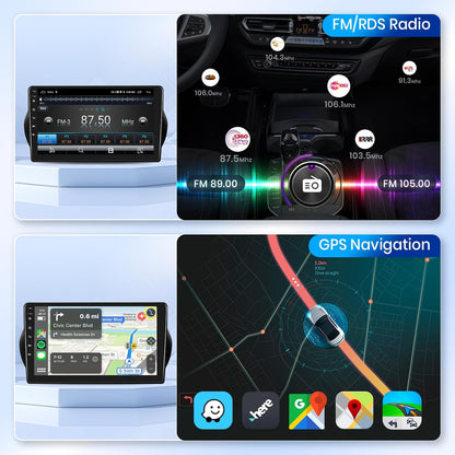 Podofo CarPlay autoradio voor Citroen Nemo/Peugeot Bipper/FIAT Fiorino, 10,1" 2G+64G touchscreen met draadloze CarPlay/Android Auto, Bluetooth, GPS + camera.