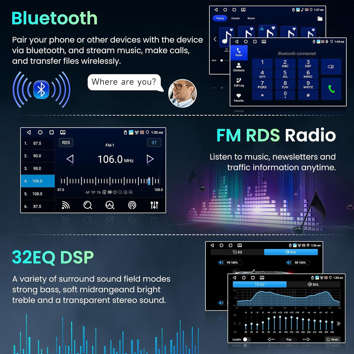Hodozzy 4GB+64GB Android 2 Din Autotuner met Carplay Android Auto Draadloze Dubbele Din 7 Inch Touch Screen Autoradio GPS Navigatie Wifi Bluetooth DSP FM/RDS Radio USB/SWC + AHD Achteruitrijcamera