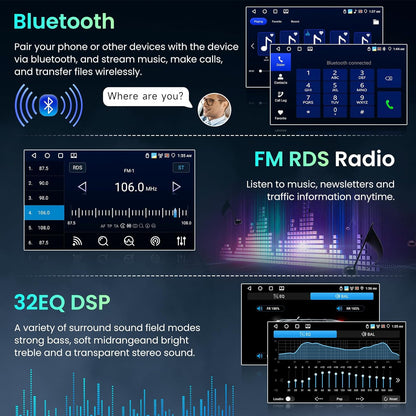 Hodozzy 4GB+64GB Android 2 Din Autotuner met Carplay Android Auto Draadloze Dubbele Din 7 Inch Touch Screen Autoradio GPS Navigatie Wifi Bluetooth DSP FM/RDS Radio USB/SWC + AHD Achteruitrijcamera