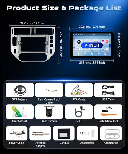 9" Autoradio – Multimedia Systeem – Auto Radio – Inbouw Radio – Navigatie Systeem – Android 15 – Draadloos CarPlay & Android Auto